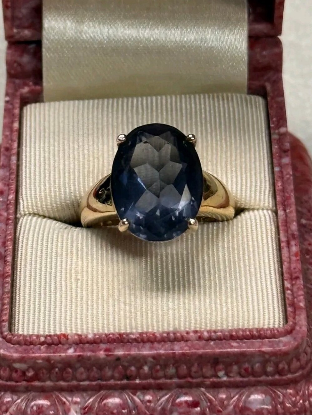 Gold Over Sterling Purple/Blue Saphhire  Stone Ring SZ 7